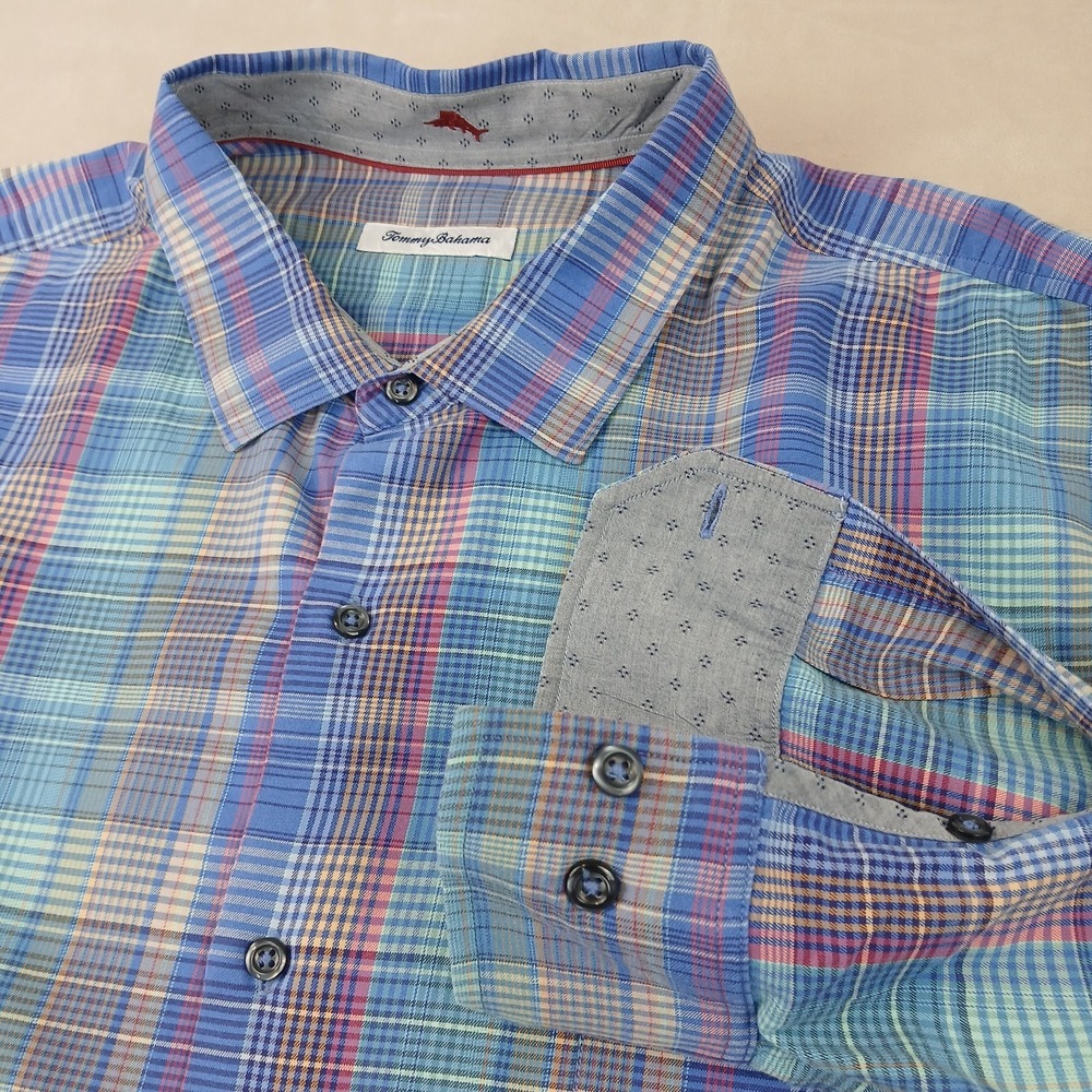 Tommy Bahama Islandzone XXXL Mens Shirt Button Up Long Sleeve Silk Blend 29x32